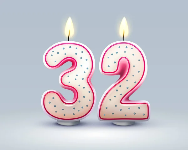 祝你生日快乐 32周年的生日 坎德尔的形式的数字 矢量说明 — 图库矢量图片