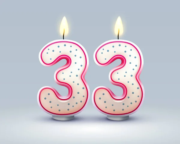 祝你生日快乐 33周年的生日 坎德尔的形式的数字 矢量说明 — 图库矢量图片