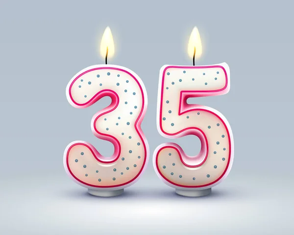 祝你生日快乐 35周年的生日 坎德尔的形式的数字 矢量说明 — 图库矢量图片