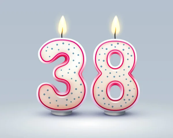 祝你生日快乐 38周年的生日 坎德尔的形式的数字 矢量说明 — 图库矢量图片