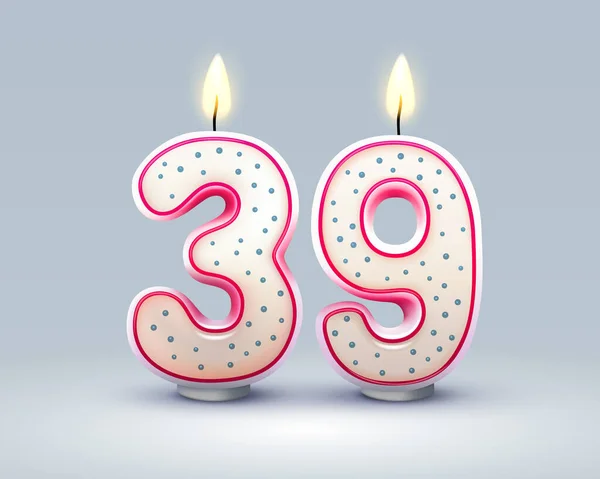 祝你生日快乐 生日的39周年纪念日 烛光在数字的形式 矢量说明 — 图库矢量图片