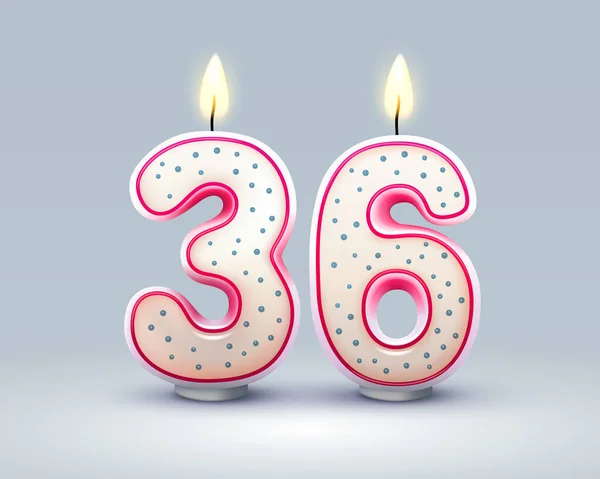 祝你生日快乐 36周年的生日 坎德尔的形式的数字 矢量说明 — 图库矢量图片