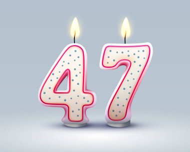 Doğum günün kutlu olsun. Doğum gününün 47 'nci yıldönümü, Candle numara şeklinde. Vektör illüstrasyonu