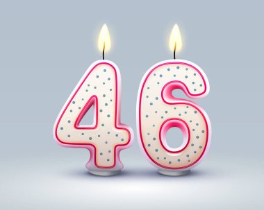 Doğum günün kutlu olsun. Doğum gününün 46 'ıncı yıldönümü, Candle numara şeklinde. Vektör illüstrasyonu