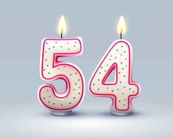 祝你生日快乐 54周年的生日 坎德尔的形式的数字 矢量说明 — 图库矢量图片
