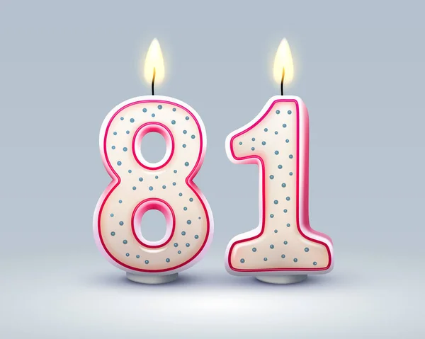 誕生日おめでとう 誕生日の81周年 番号の形でキャンドル ベクターイラスト — ストックベクタ
