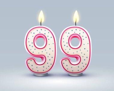 Happy Birthday years. 99 anniversary of the birthday, Candle in the form of numbers. Vector illustration
