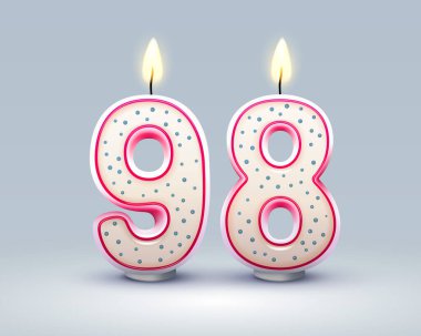 Happy Birthday years. 98 anniversary of the birthday, Candle in the form of numbers. Vector illustration