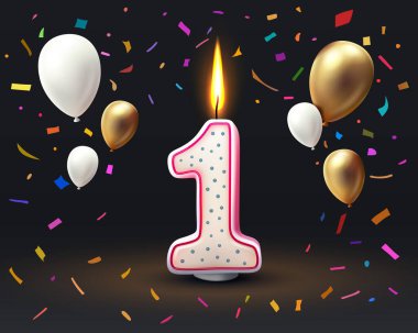 Doğum gününün yıldönümünü kutlarım, yılın bir numaralı doğum günü kutlaması. Vektör illüstrasyonu