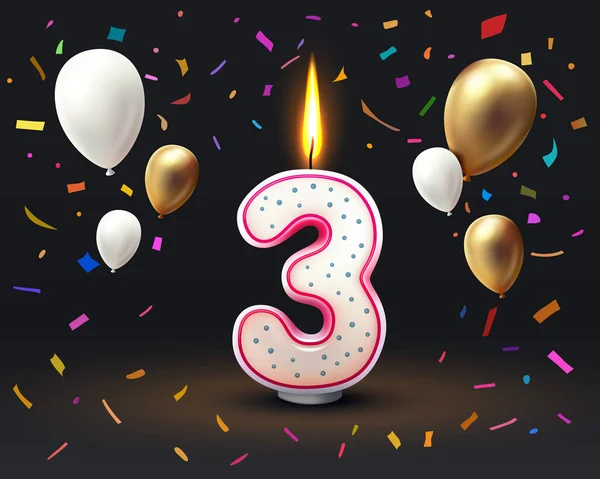 その人の誕生日の幸せな誕生日の年 今年の3番目の形でキャンドル ベクターイラスト — ストックベクタ
