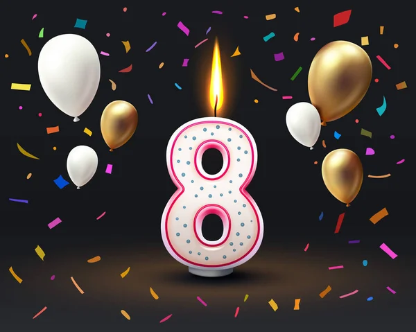 その人の誕生日の幸せな誕生日の年 今年の数字8の形でキャンドル ベクターイラスト — ストックベクタ