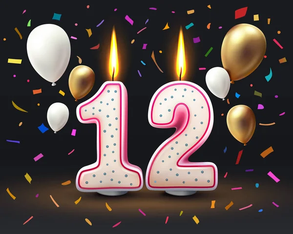 誕生日おめでとう 誕生日の12周年 番号の形でキャンドル ベクターイラスト — ストックベクタ