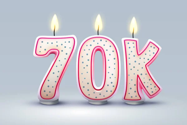 70K Followers Online Users Congratulatory Candles Form Numbers Vector Illustration — Vetor de Stock