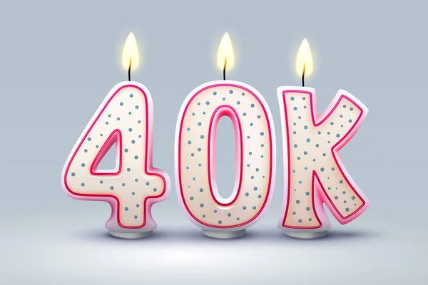 40K Followers Online Users Congratulatory Candles Form Numbers Vector Illustration — Wektor stockowy