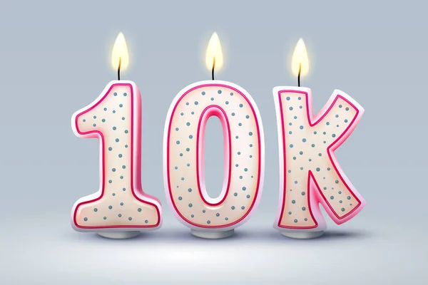 10K Followers Online Users Congratulatory Candles Form Numbers Vector Illustration — Wektor stockowy