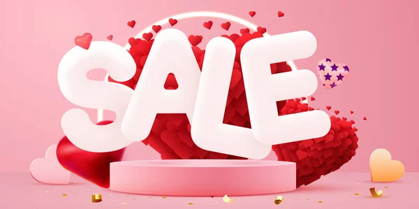 Discount Creative Composition Sale Symbol Decorative Objects Valentines Day Promo — Stock vektor