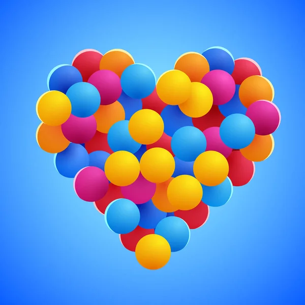 Valentines Heart Made Many Colorful Balloons Concept Love Valentines Day — Stock Vector