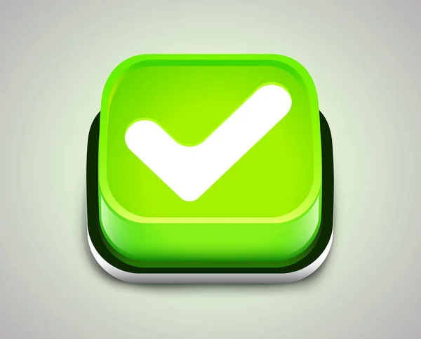 Green Button Checkmark Vector Illustration — Vector de stock