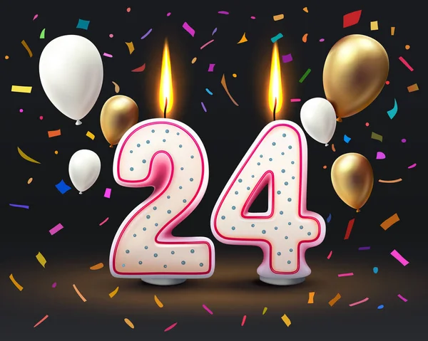 誕生日おめでとう 誕生日の24周年 番号の形でキャンドル ベクターイラスト — ストックベクタ