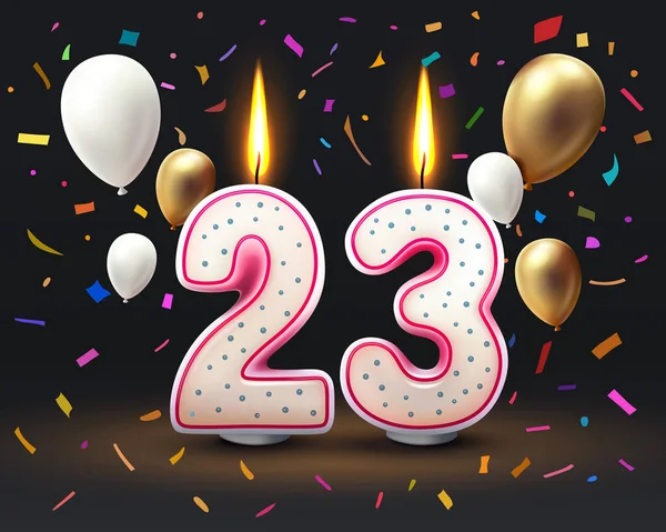 誕生日おめでとう 誕生日の23周年 番号の形でキャンドル ベクターイラスト — ストックベクタ