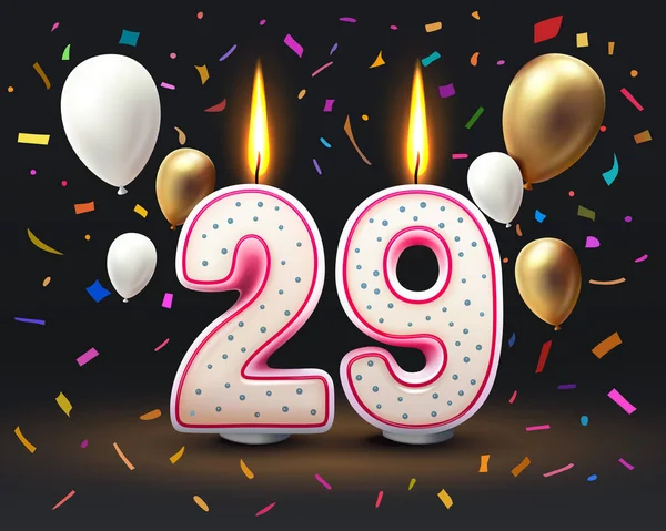 誕生日おめでとう 誕生日の29周年 番号の形でキャンドル ベクターイラスト — ストックベクタ