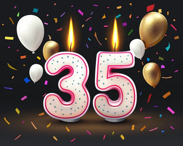 Feliz cumpleaños años 10 aniversario de la vela de cumpleaños en forma de  números vector