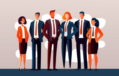 Business people group, boss leader, management team. Vector illustration