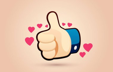 Baş parmakla insan eli çizgi filmi. Sosyal ağdaki gibi bir kavram, başarı veya iyi geri bildirim. 3d vektör illüstrasyonu