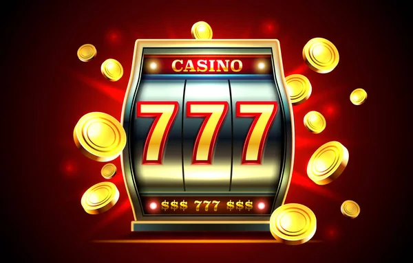Casino Slots Machine Winner Jackpot Fortune Luck 777 Win Banner — Archivo Imágenes Vectoriales