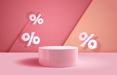 Podyum yüzde iş afişi, indirimli pankart teklifi. Vektör illüstrasyonu