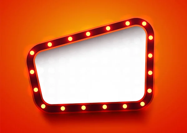 Panneau Lumineux Rétro Panneau Avec Bordure Des Lampes Bannière Style — Image vectorielle