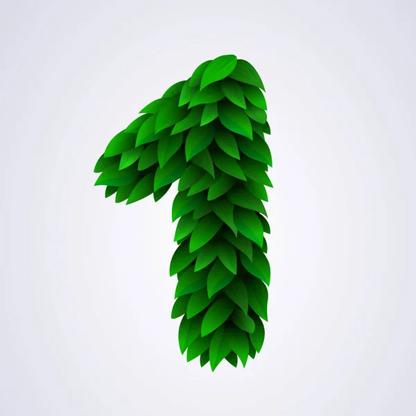 Number Made Green Leaves Vector Illustration — Vettoriale Stock