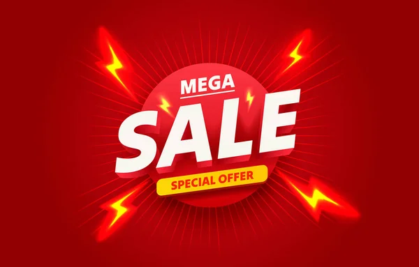Special Offer Banner Mega Sale Store Poster Sticker Vector Illustration — Stock Vector