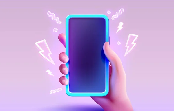 Schermo Smartphone Neon Gadget Portatile Elettronico Illustrazione Vettoriale — Vettoriale Stock