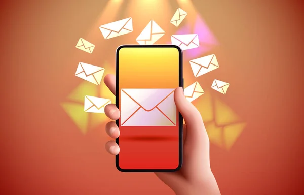 Tela Smartphone Email Mensagem Telefone Usuário Banner Ilustração Vetorial — Vetor de Stock