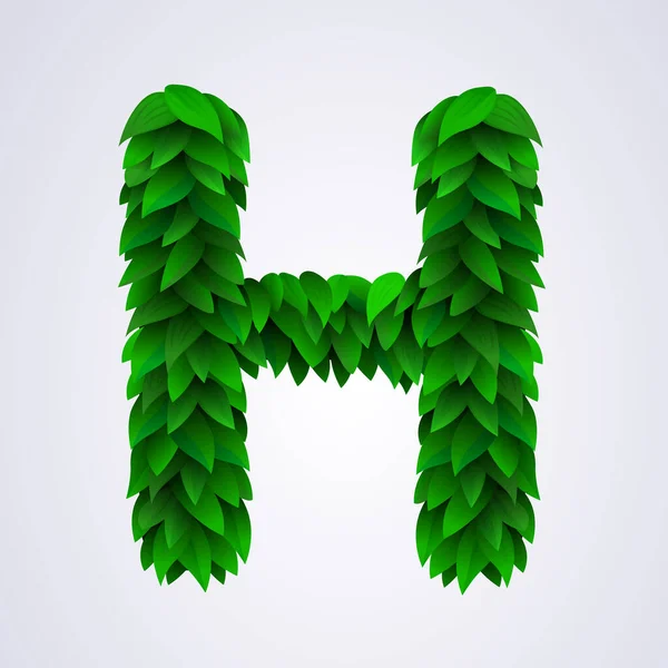 Алфавитные Буквы Свежих Зеленых Листьев Векторная Иллюстрация Письма — стоковый вектор