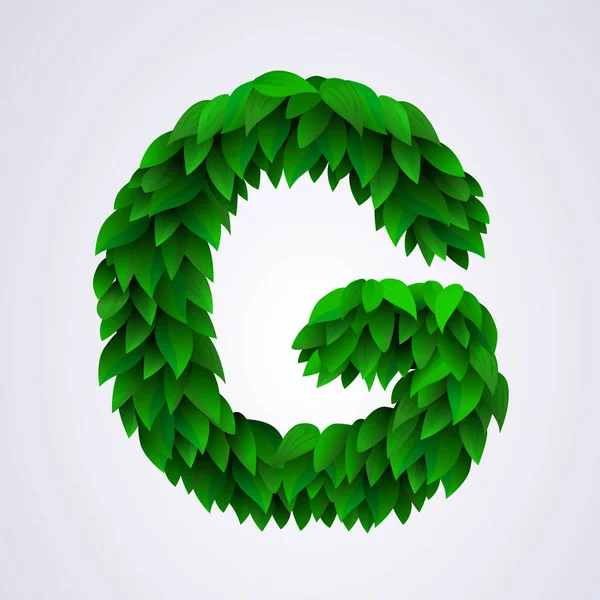 Γράμματα Αλφαβήτου Από Φρέσκα Πράσινα Φύλλα Εικονογράφηση Διάνυσμα Γραμμάτων — Διανυσματικό Αρχείο