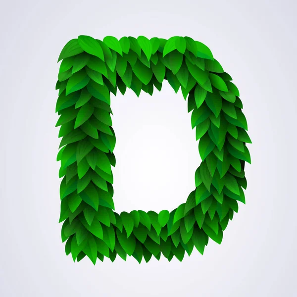 Алфавитные Буквы Свежих Зеленых Листьев Письмо Векторная Иллюстрация — стоковый вектор
