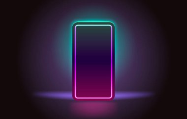 Akıllı telefon mobil ekranı, teknoloji mobil ekran ışığı. Vektör illüstrasyonu