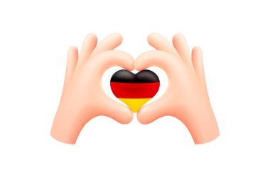 Almanya bayrağı el kalbindendir. Ulusal bayrak konsepti. Vektör illüstrasyonu.