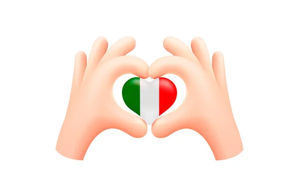 Italská Vlajka Podobě Ručního Srdce Národní Vlajkový Koncept Vektorová Ilustrace — Stockový vektor