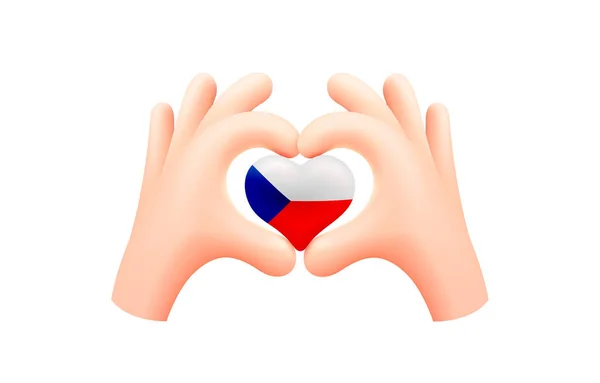 Tjeckiska Flaggan Form Handhjärta Nationellt Flaggkoncept Vektorillustration — Stock vektor