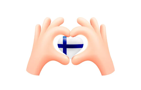 Bandeira Finlândia Forma Coração Mão Conceito Bandeira Nacional Ilustração Vetorial — Vetor de Stock