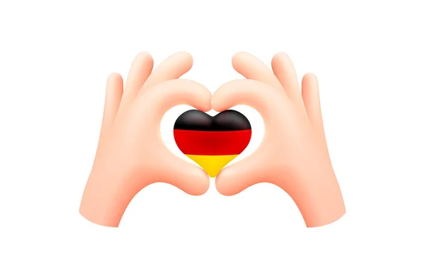 Duitsland Vlag Vorm Van Hand Hart Nationaal Vlaggenconcept Vectorillustratie — Stockvector