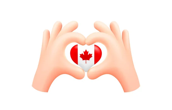 Kalp Şeklinde Kanada Bayrağı Ulusal Bayrak Konsepti Vektör Illüstrasyonu — Stok Vektör