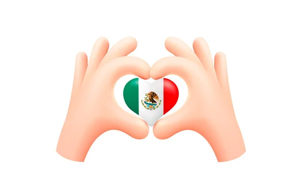 Bandeira México Forma Coração Mão Conceito Bandeira Nacional Ilustração Vetorial —  Vetores de Stock