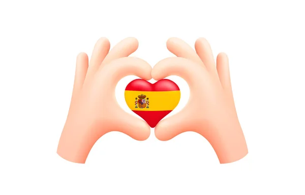 手の心の形でスペインの旗 国旗の概念 ベクターイラスト — ストックベクタ