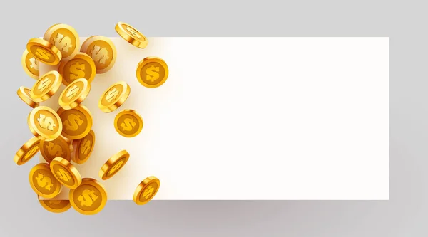 Prázdný Rám Zlatými Mincemi Vektorová Ilustrace — Stockový vektor
