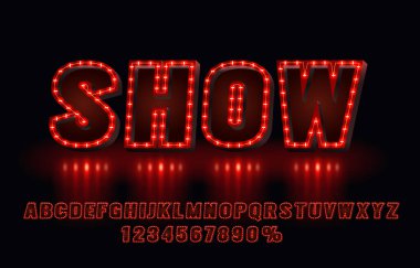 Yazı tipi kümesi koleksiyonunu, harfleri ve sayı simgesini göster. Vektör illüstrasyonu