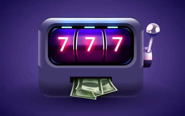 Automat Wygrywa Główną Wygraną 777 Koncepcja Wielkiej Wygranej Jackpot Kasynie — Wektor stockowy